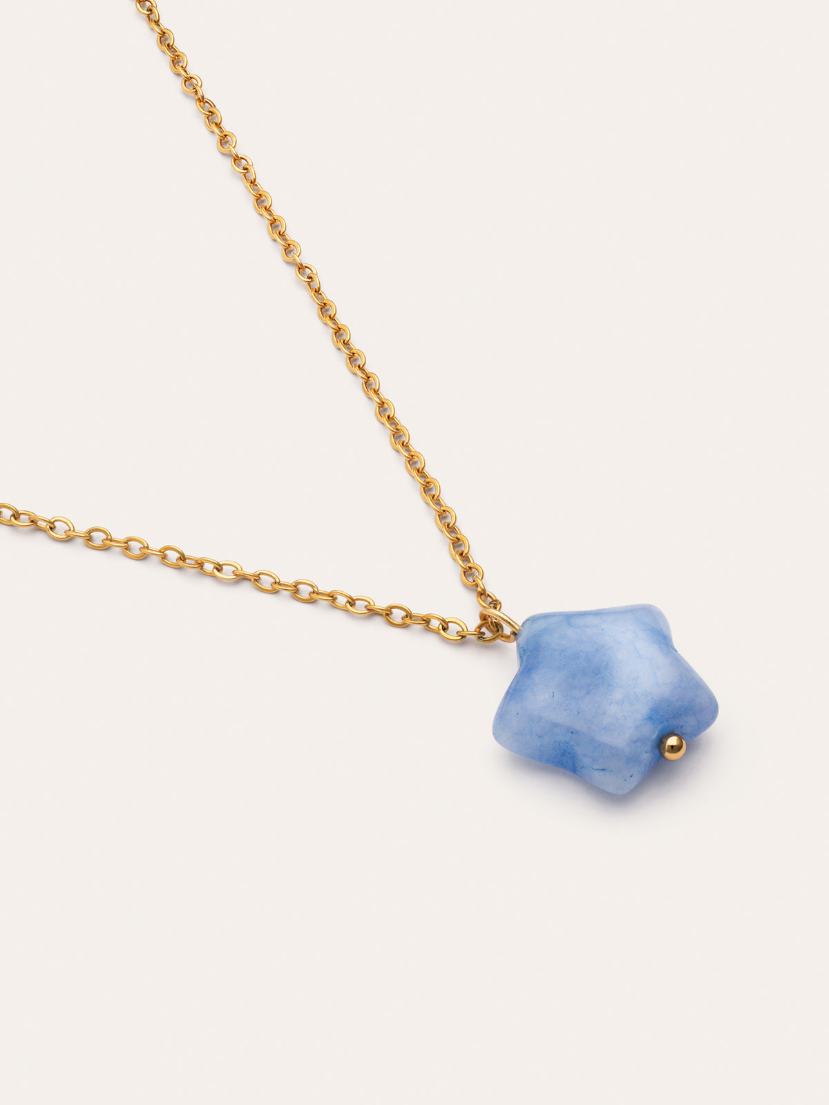 Imagen detalle de Collar Estrella Aguamarina Acero Baño Oro