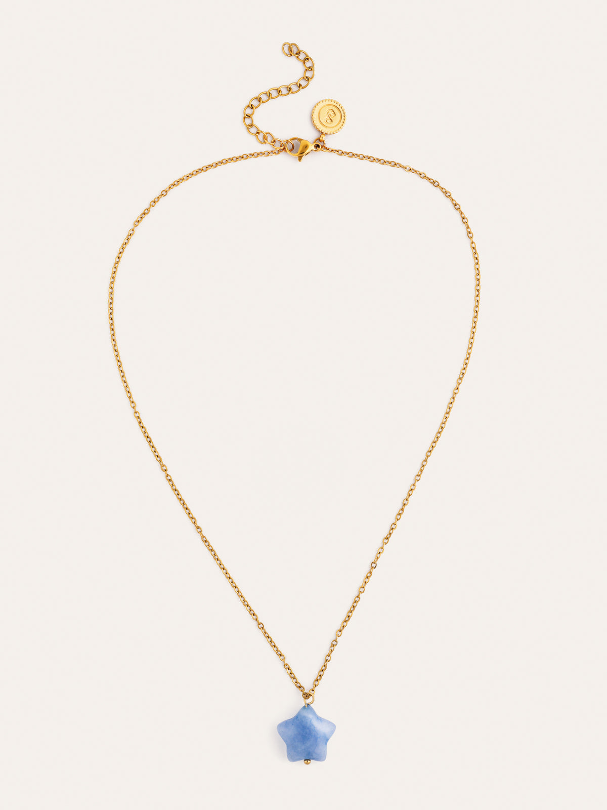 Collar Estrella Aguamarina Acero Baño Oro - vista 4