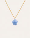 Collar Estrella Aguamarina Acero Baño Oro