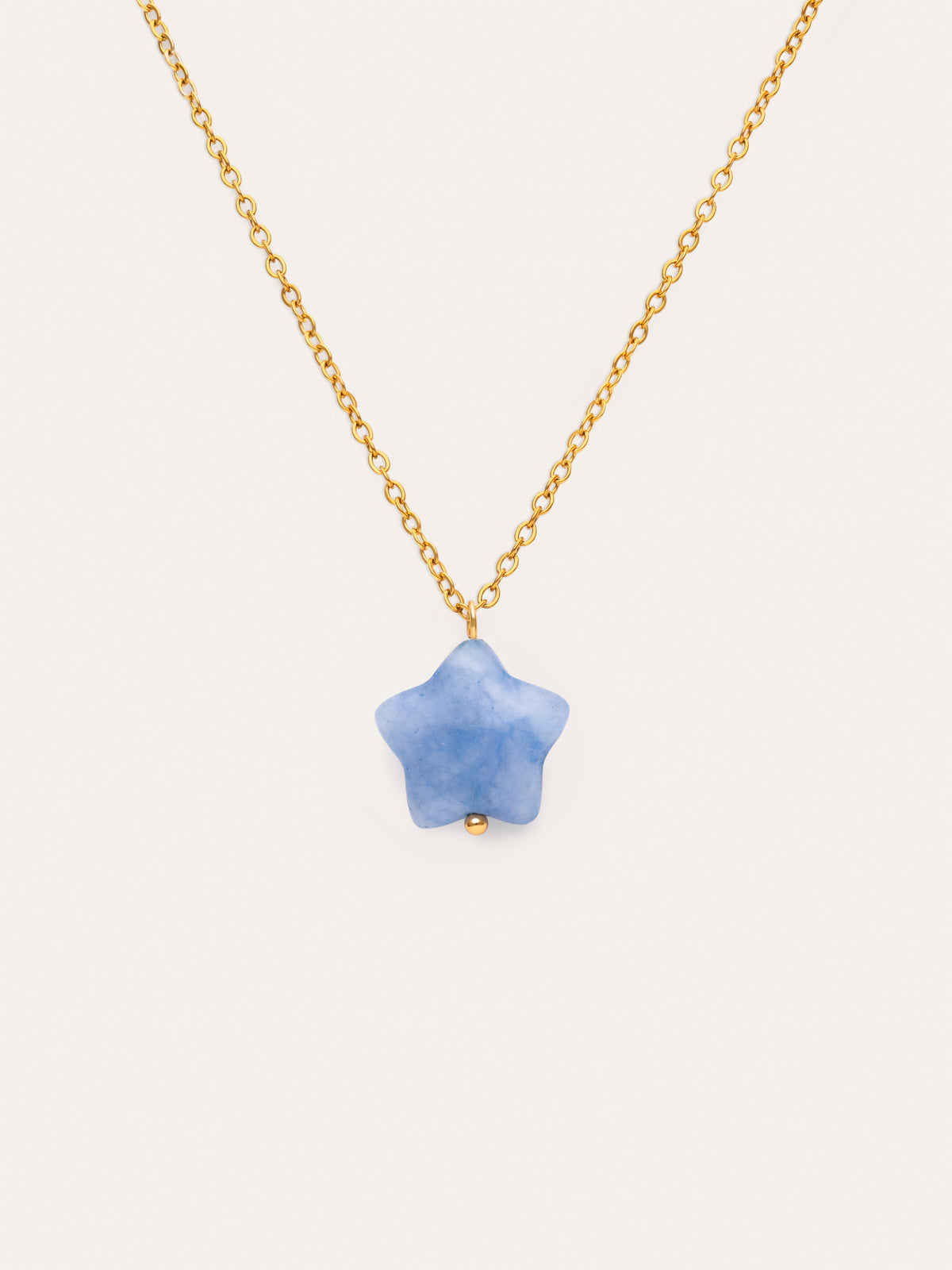 Collar Estrella Aguamarina Acero Baño Oro