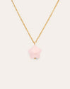 Collar Estrella Cuarzo Rosa Acero Baño Oro