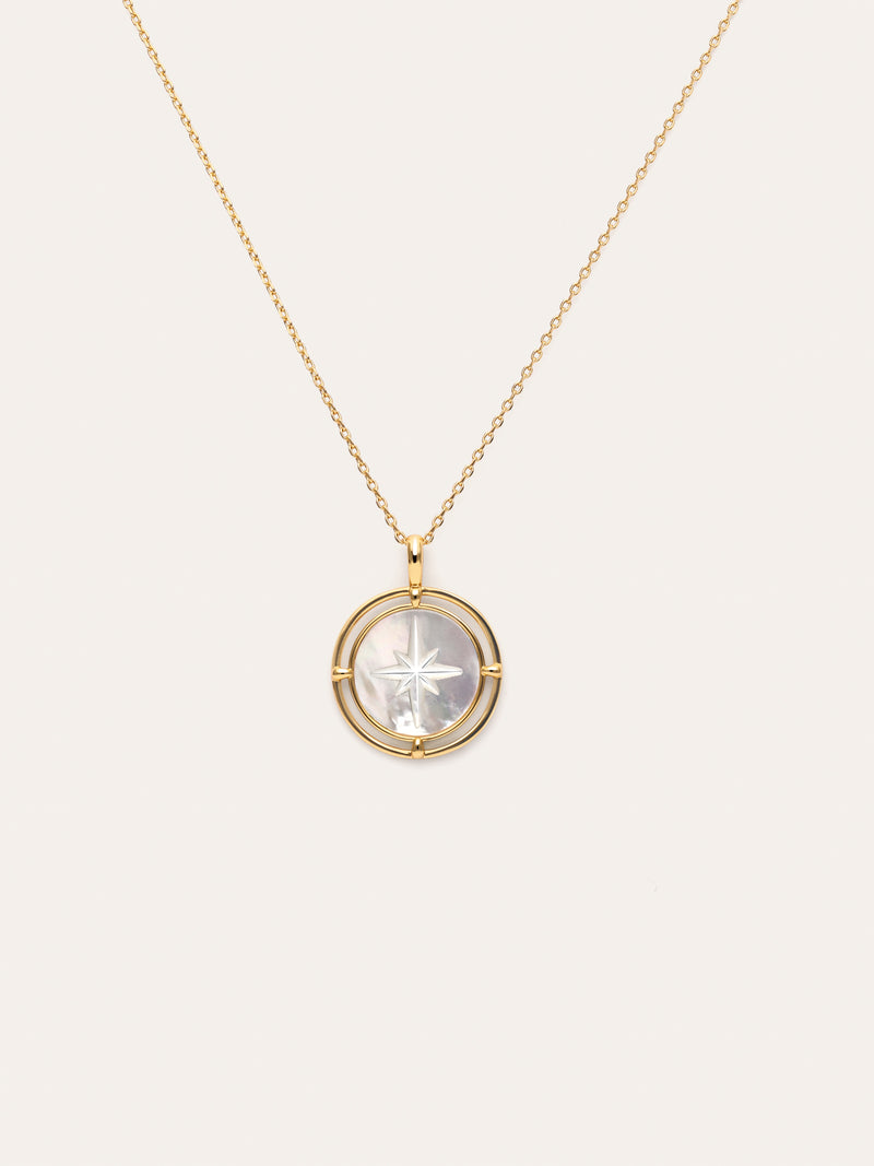 Colar Estrela Polar Nácar Banho de Ouro