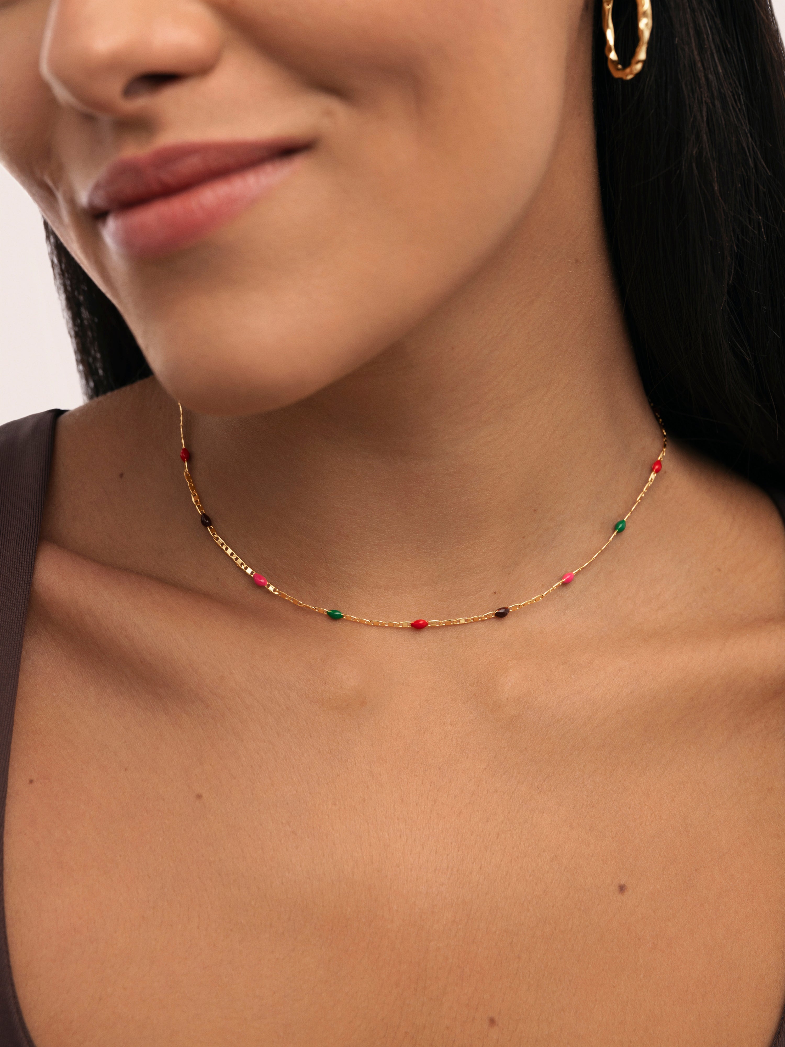 Collar Fine Enamel Miel Baño Oro