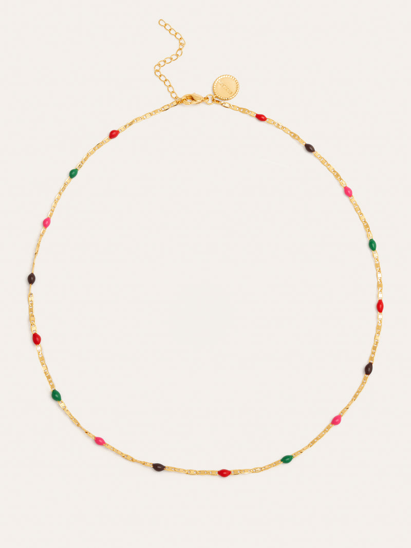 Colar Fine Enamel Miel Banho de Ouro
