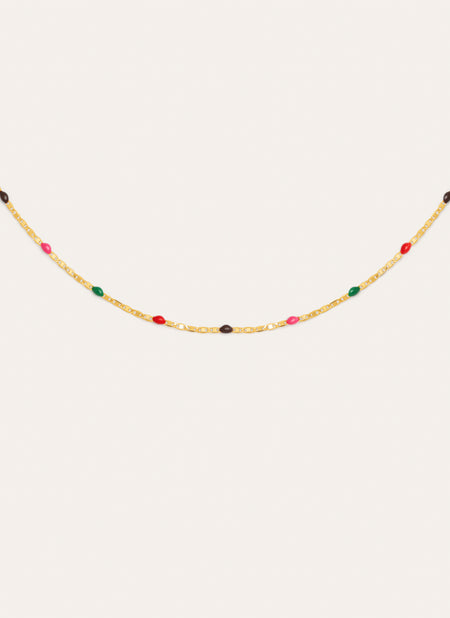 Collar Fine Enamel Miel Baño Oro