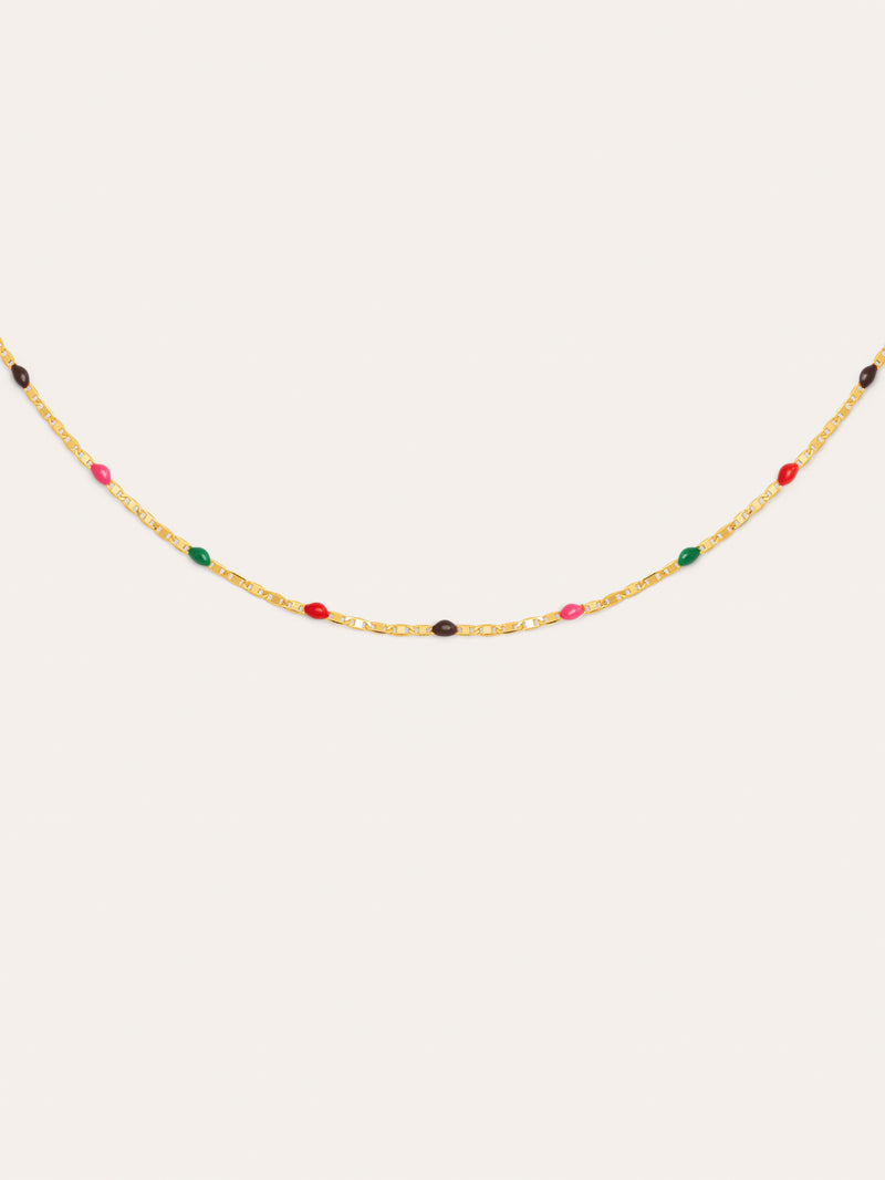 Colar Fine Enamel Miel Banho de Ouro