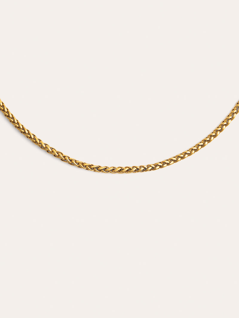 Collar Fine Disco Acero Baño Oro