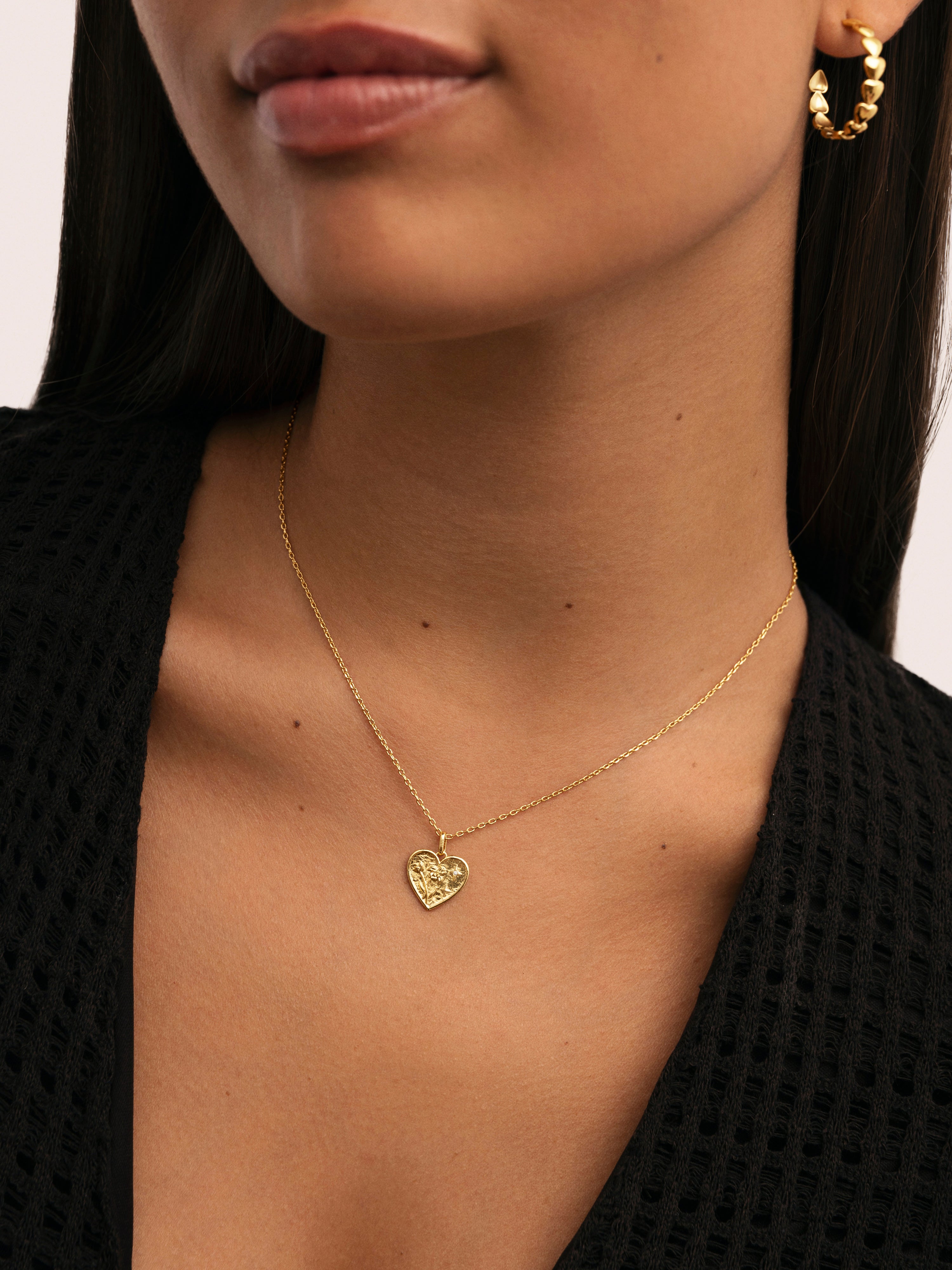 Flower Heart Halskette, vergoldet