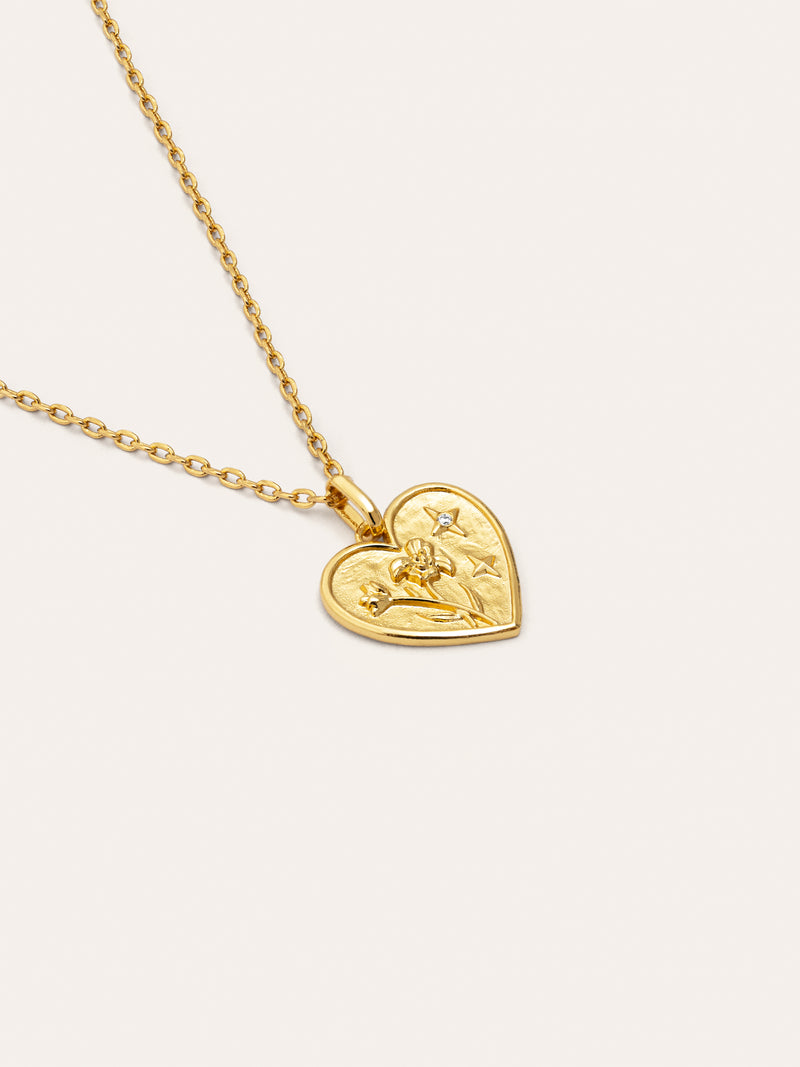 Flower Heart Halskette, vergoldet