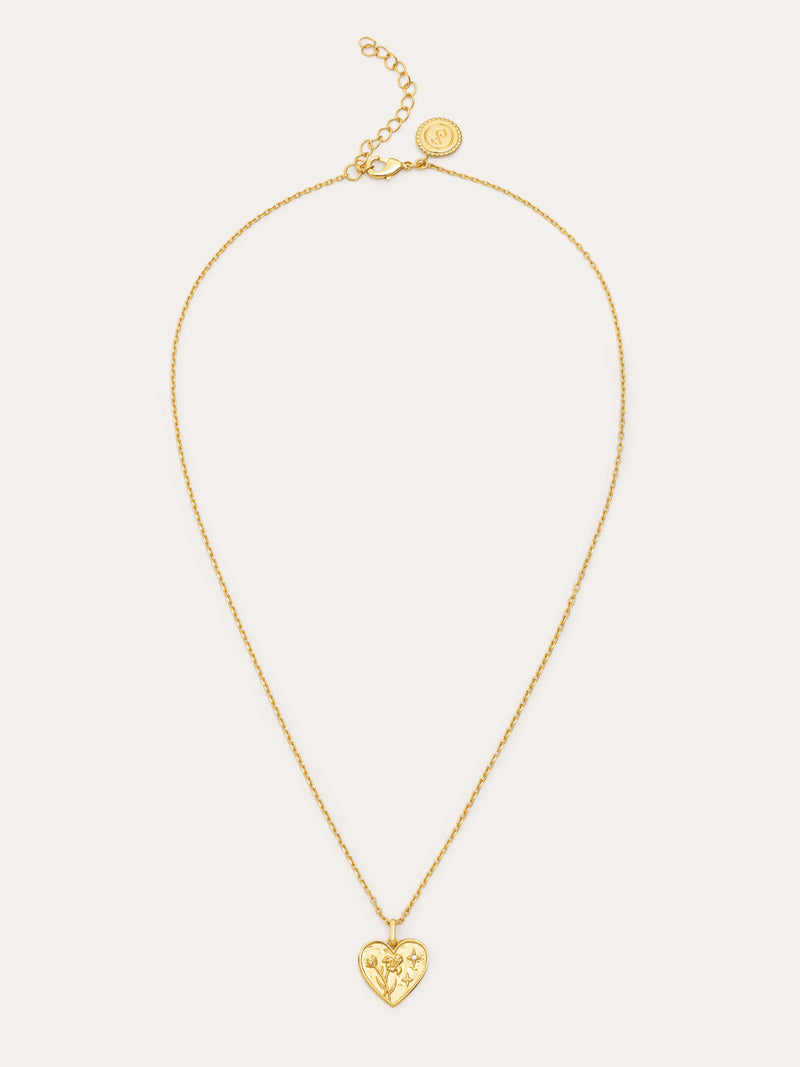 Flower Heart Halskette, vergoldet