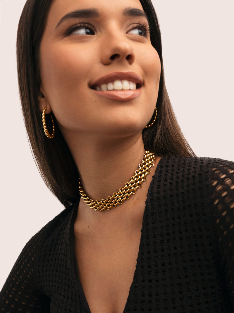 Choker Galea Aço Banho de Ouro