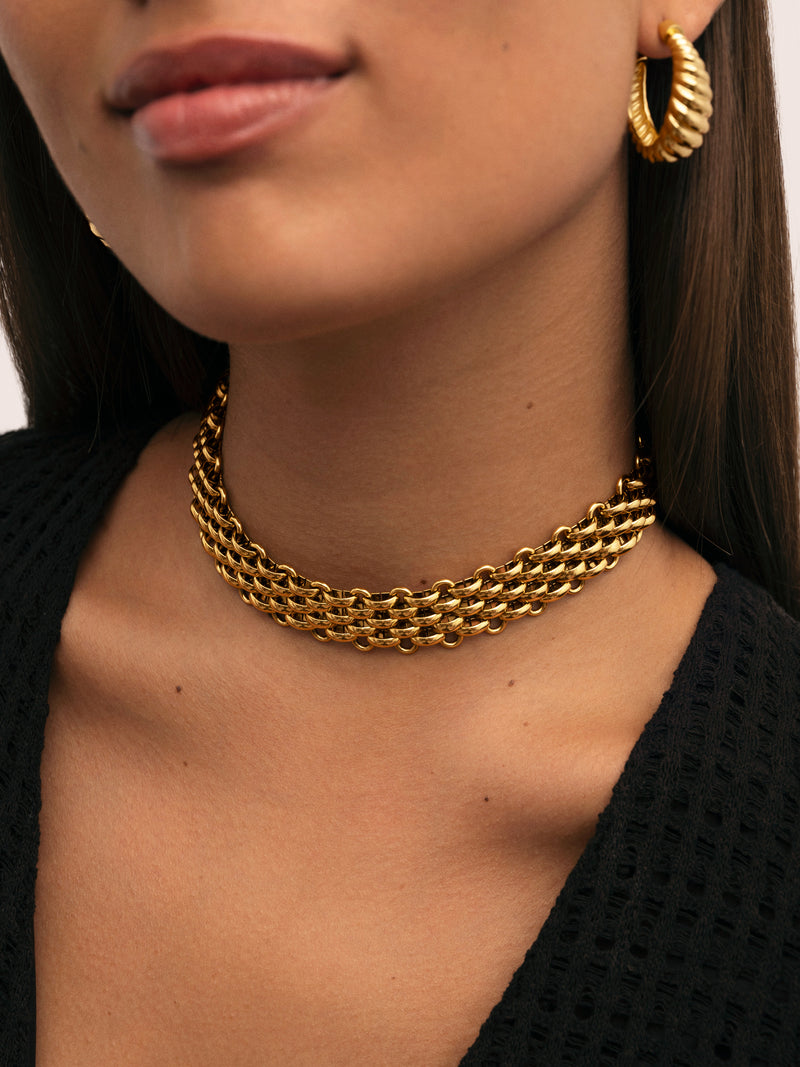 Choker Galea Aço Banho de Ouro