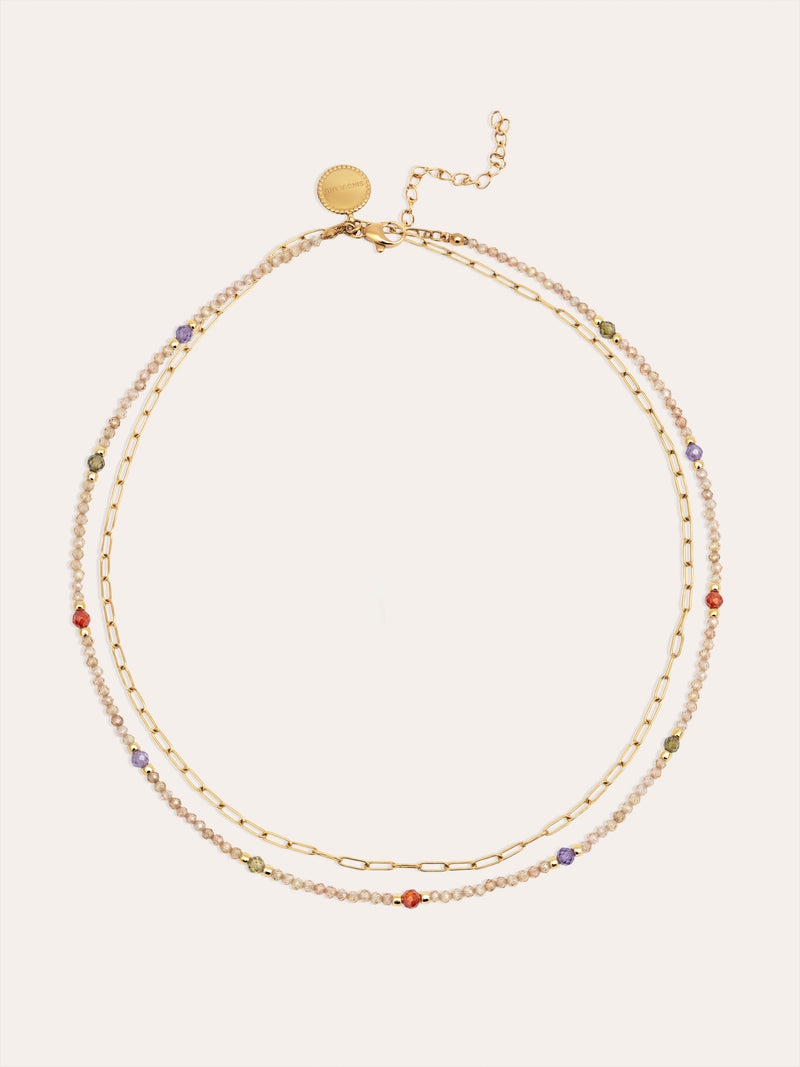 Collar Long Glam Acero Baño Oro