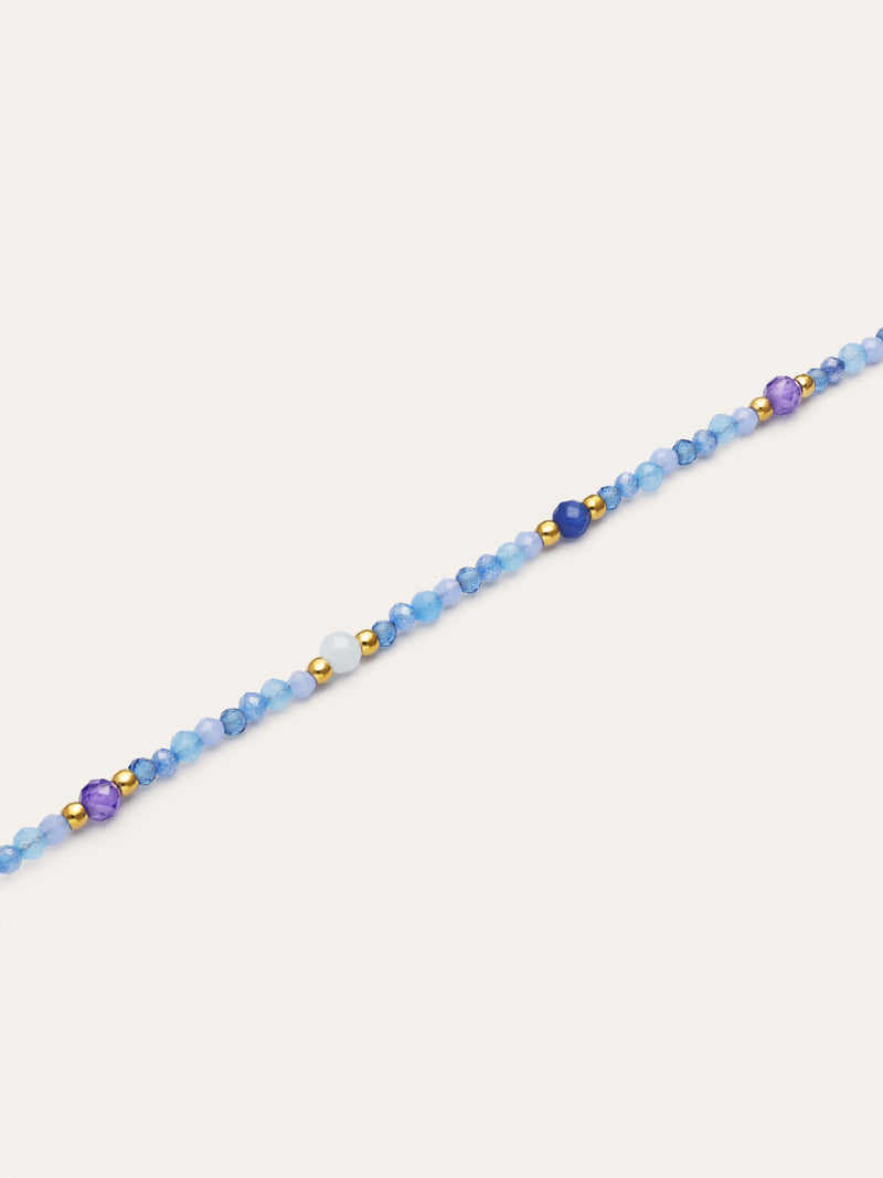 Collar Glam Azul Acero Baño Oro