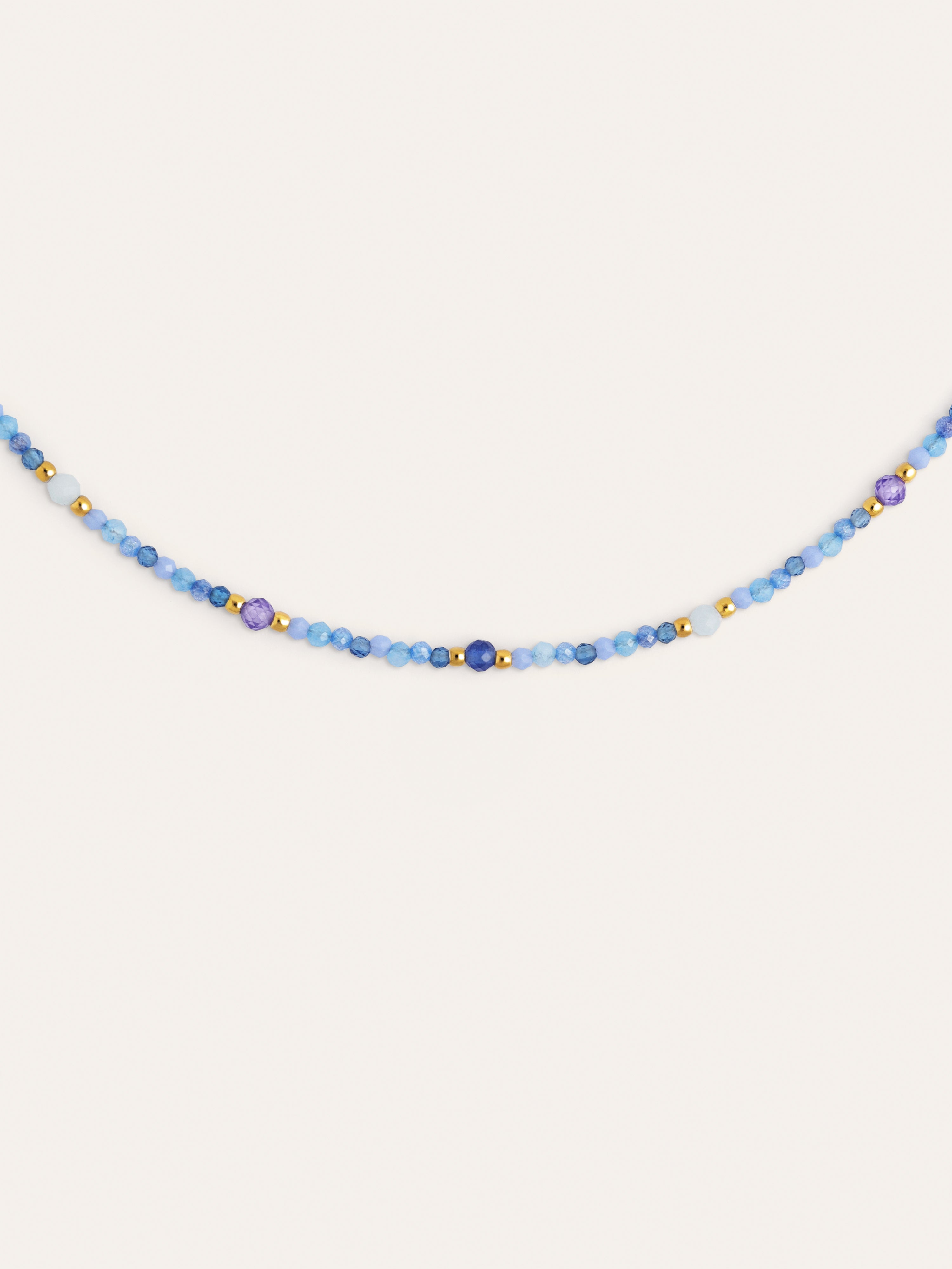 Collar Glam Azul Acero Baño Oro