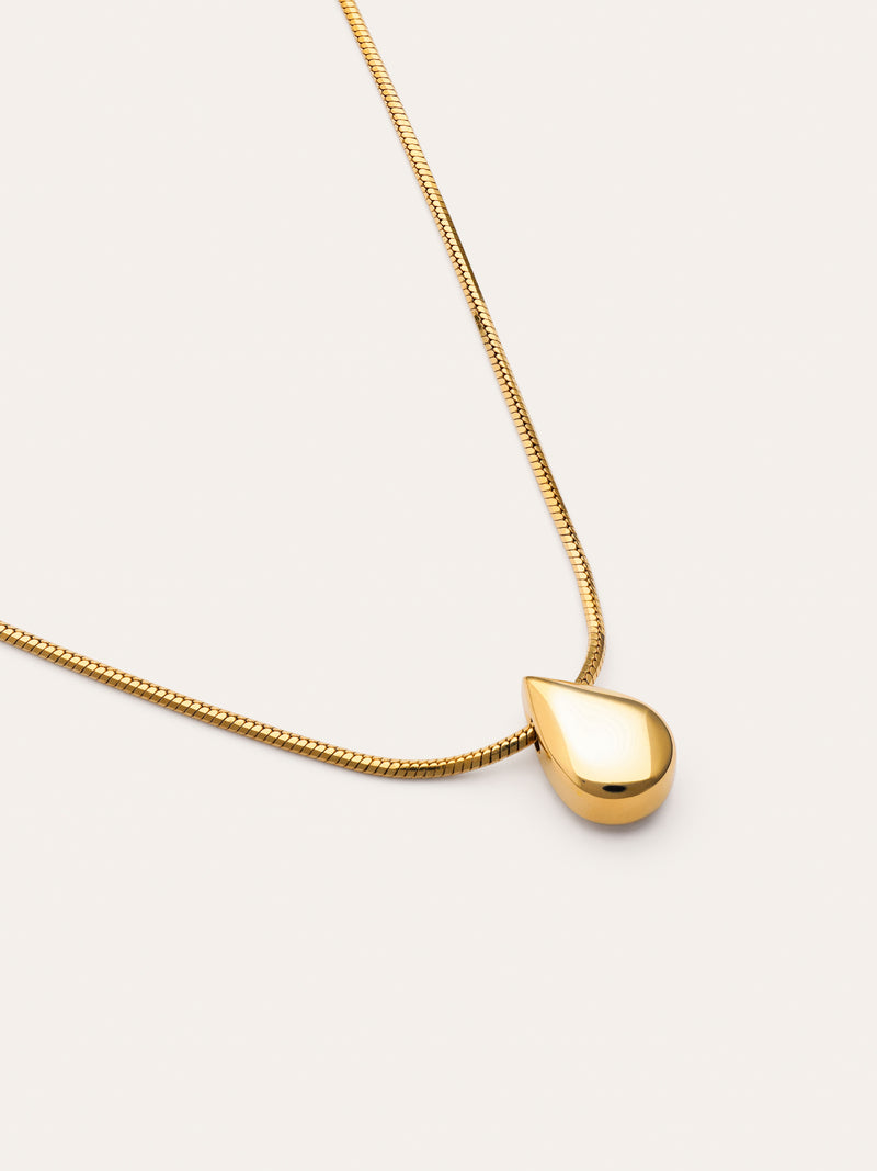 Collar Gota Drop Acero Baño Oro