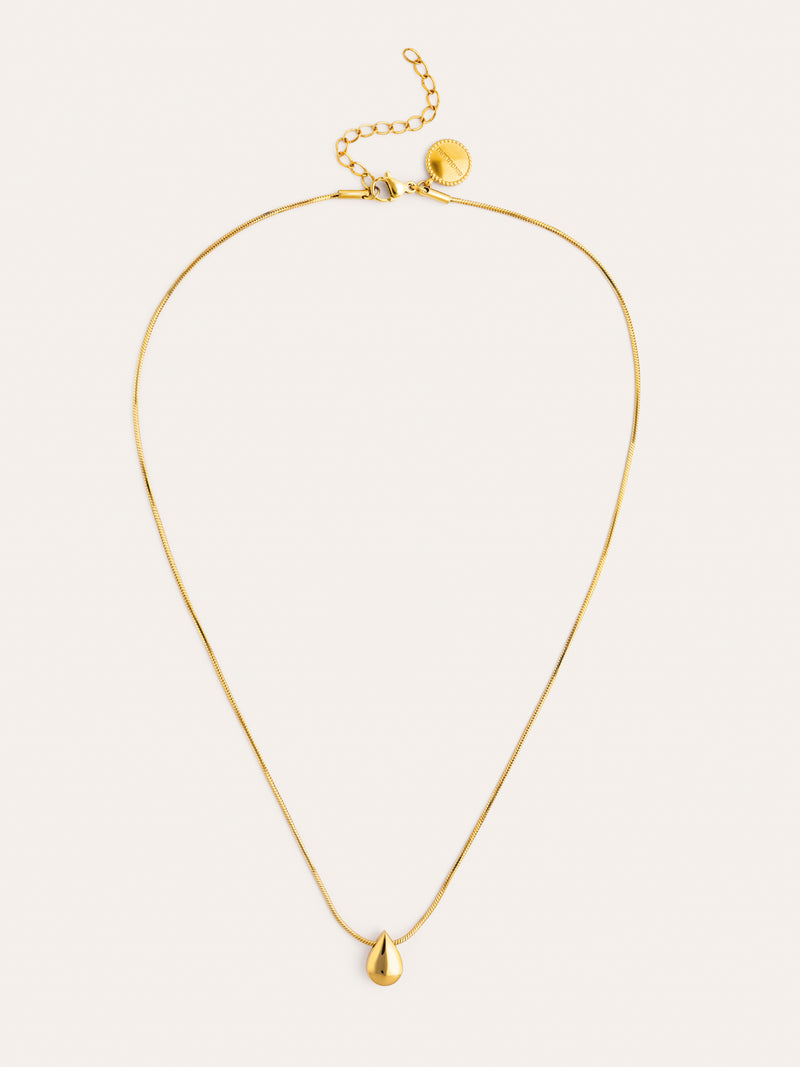 Collar Gota Drop Acero Baño Oro
