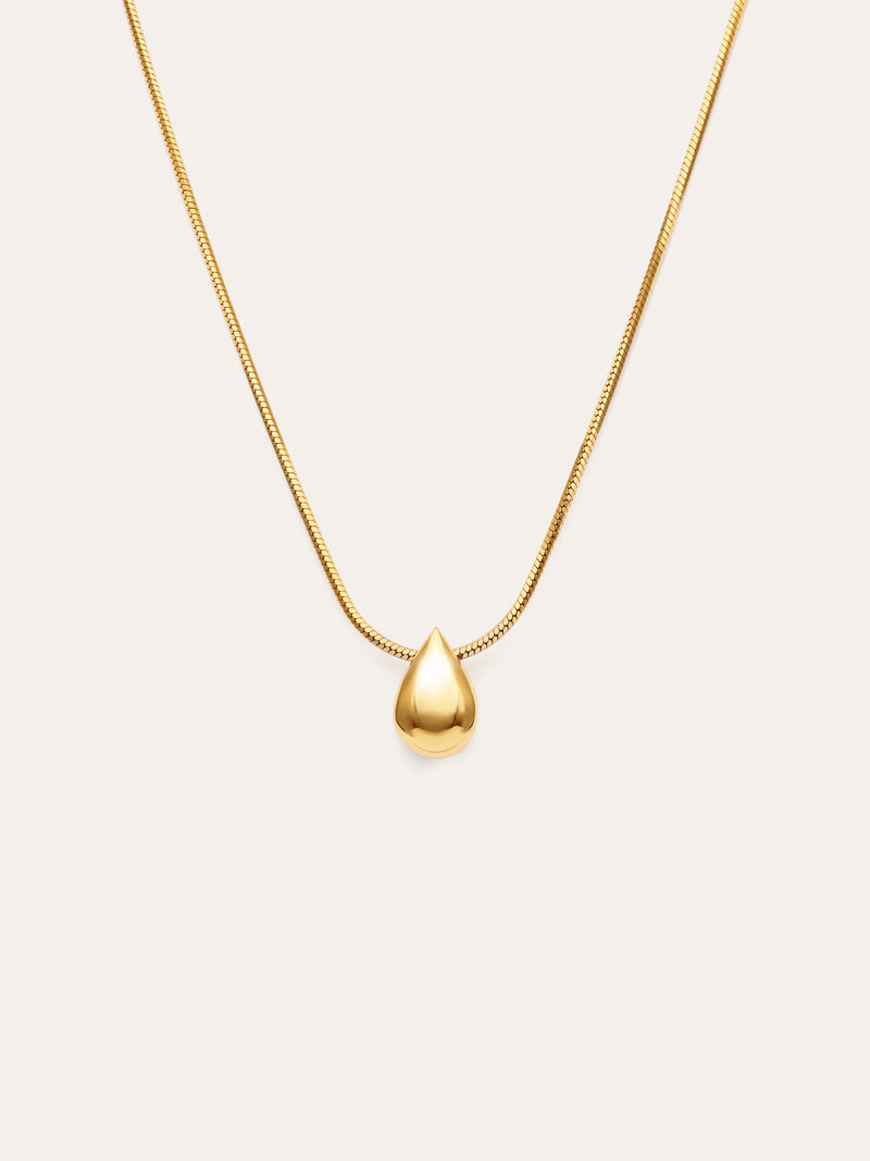 Collar Gota Drop Acero Baño Oro