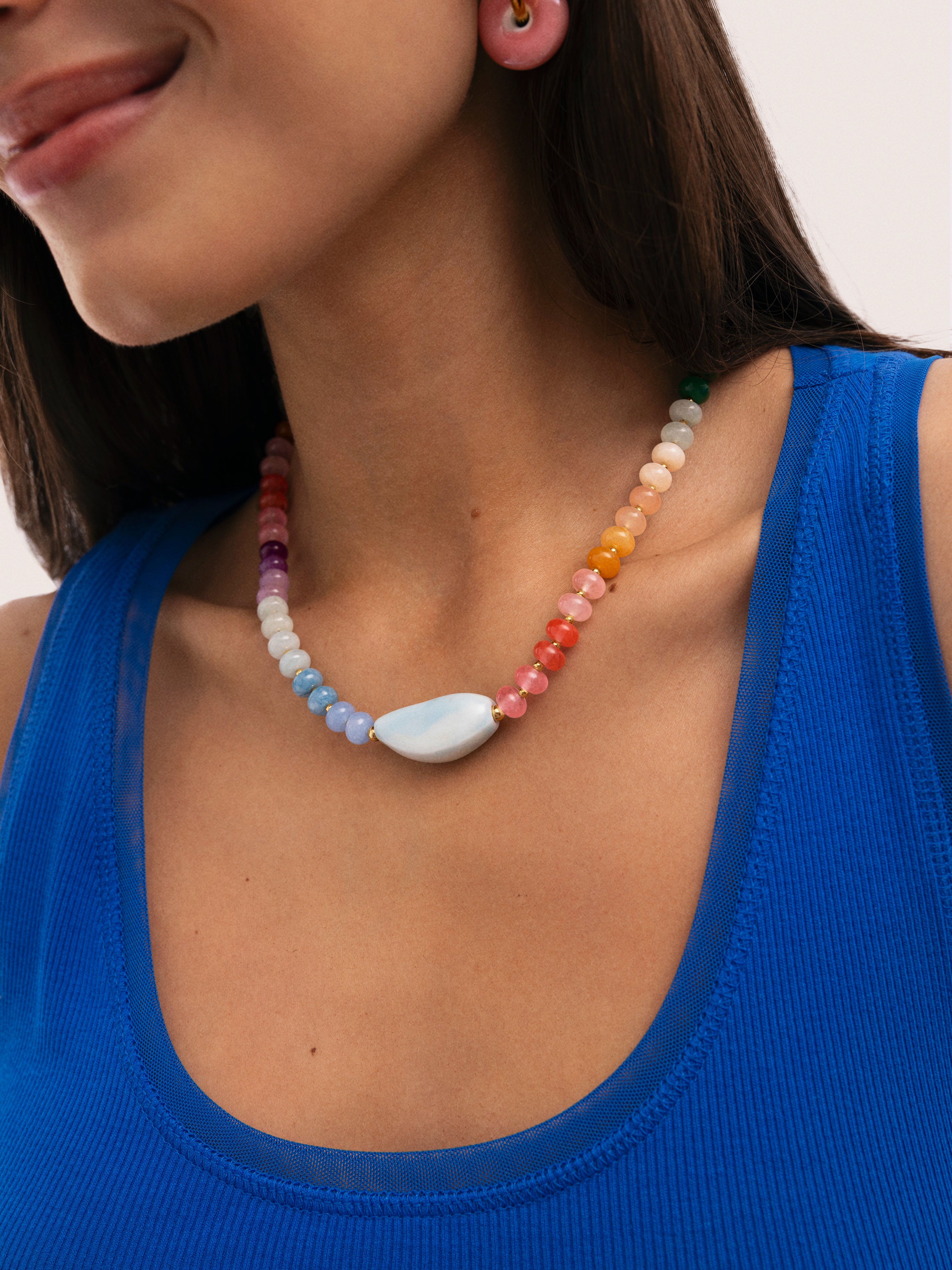 Collier Gummy Stones Acier Plaqué Or