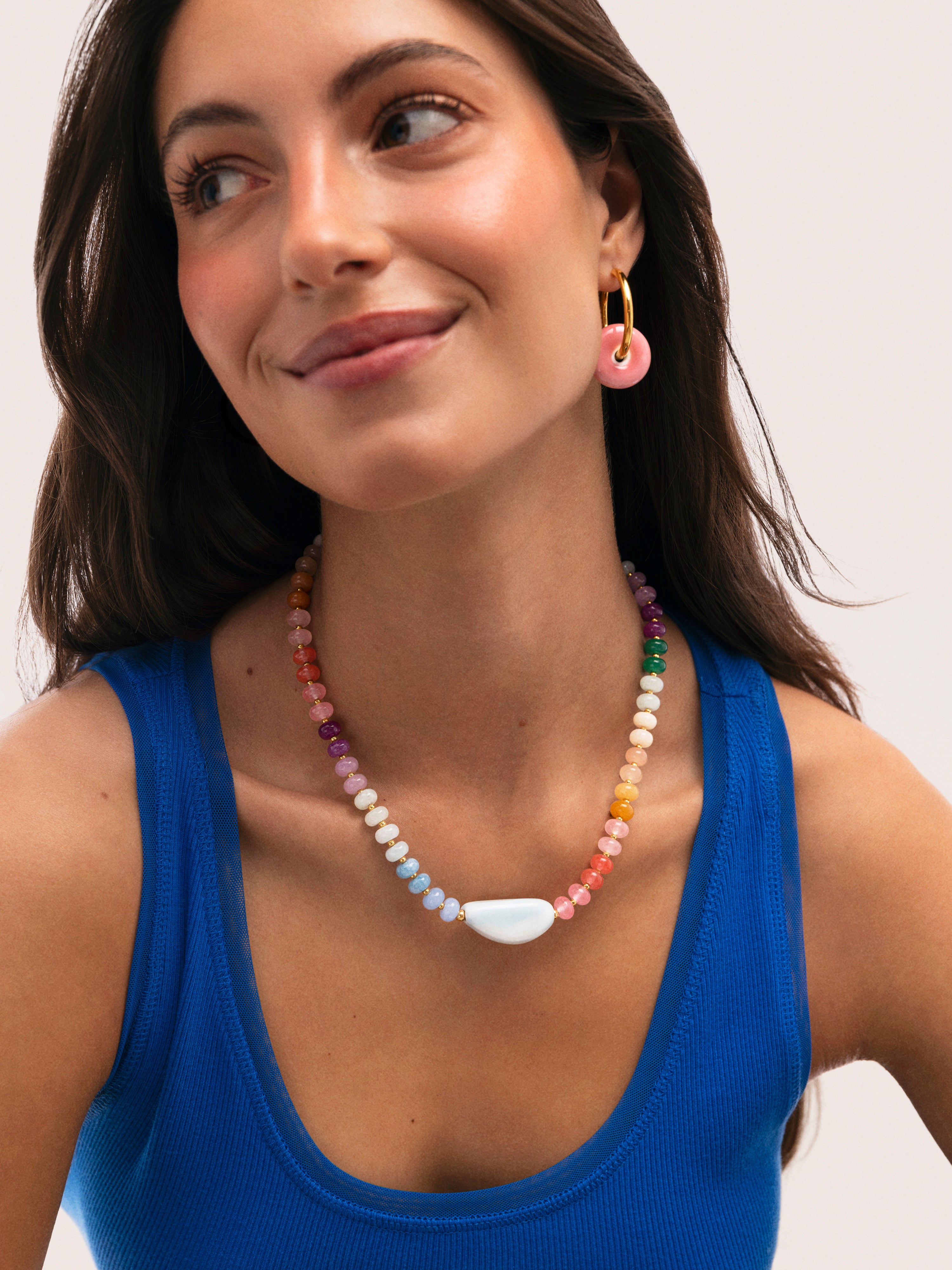 Collier Gummy Stones Acier Plaqué Or
