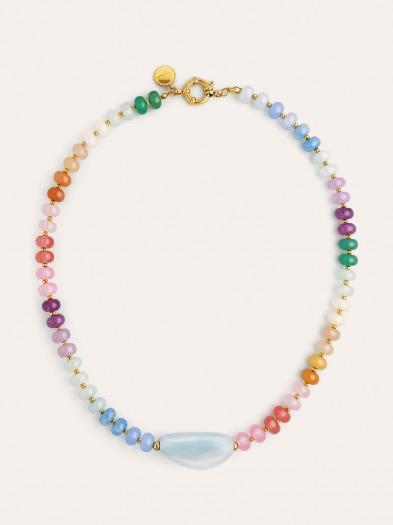 Collier Gummy Stones Acier Plaqué Or