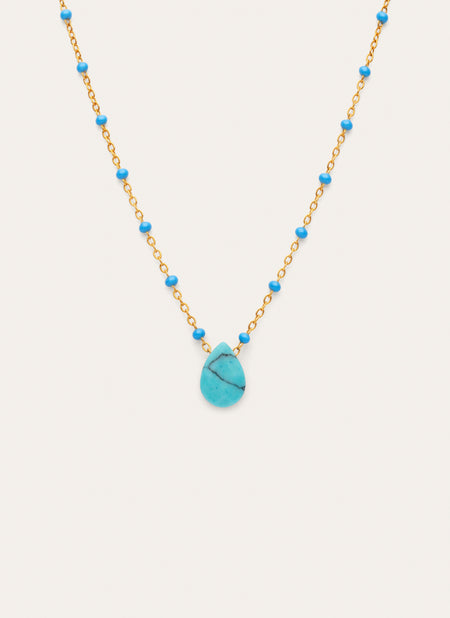 Collar Hydra Azul Acero Baño Oro