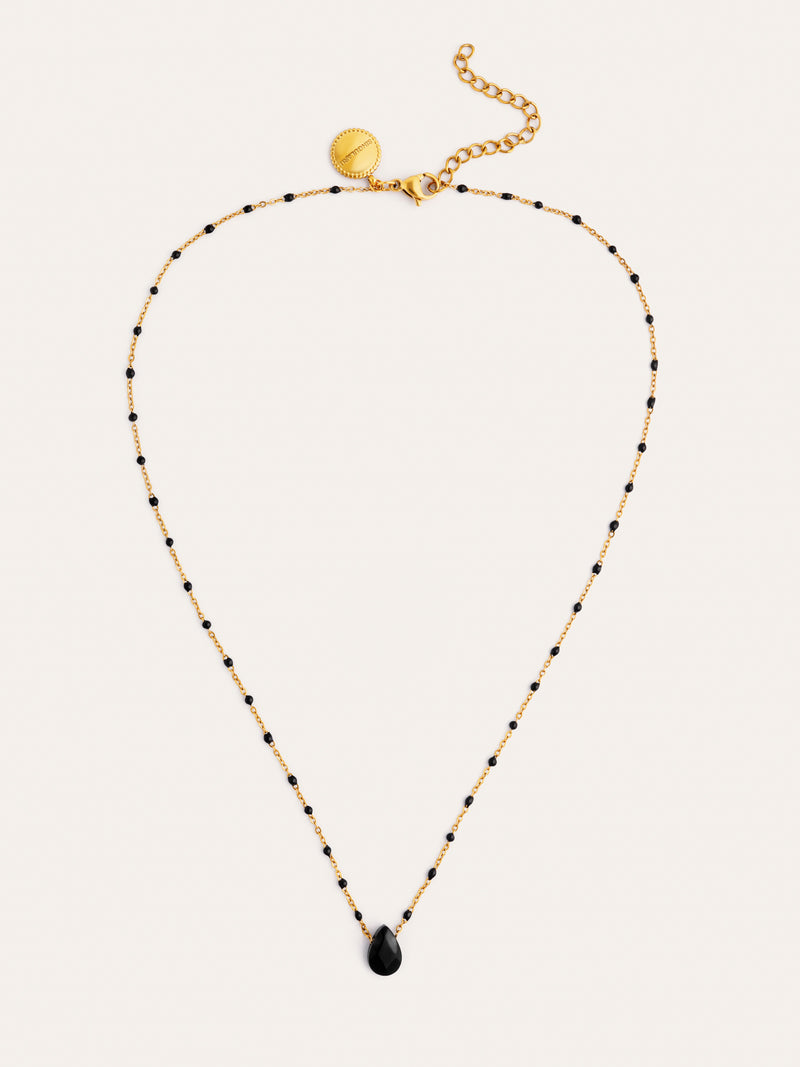 Collar Hydra Negro Acero Baño Oro