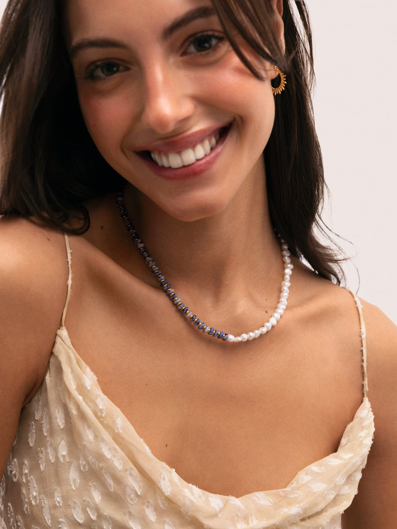 Colar Índigo Pearl Aço Banho Ouro