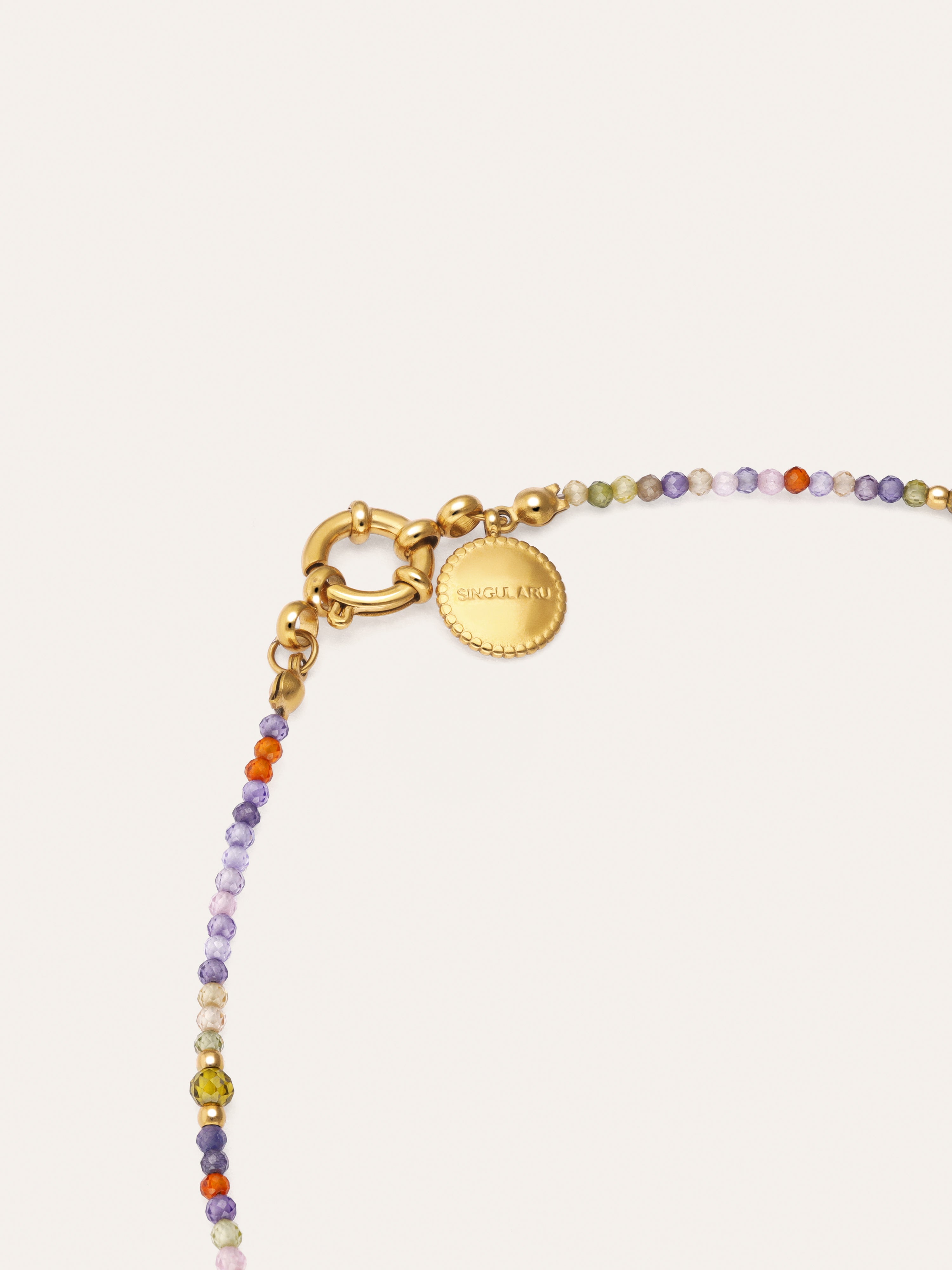 Long Full Crystal Summer Stainless Steel Gold Necklace