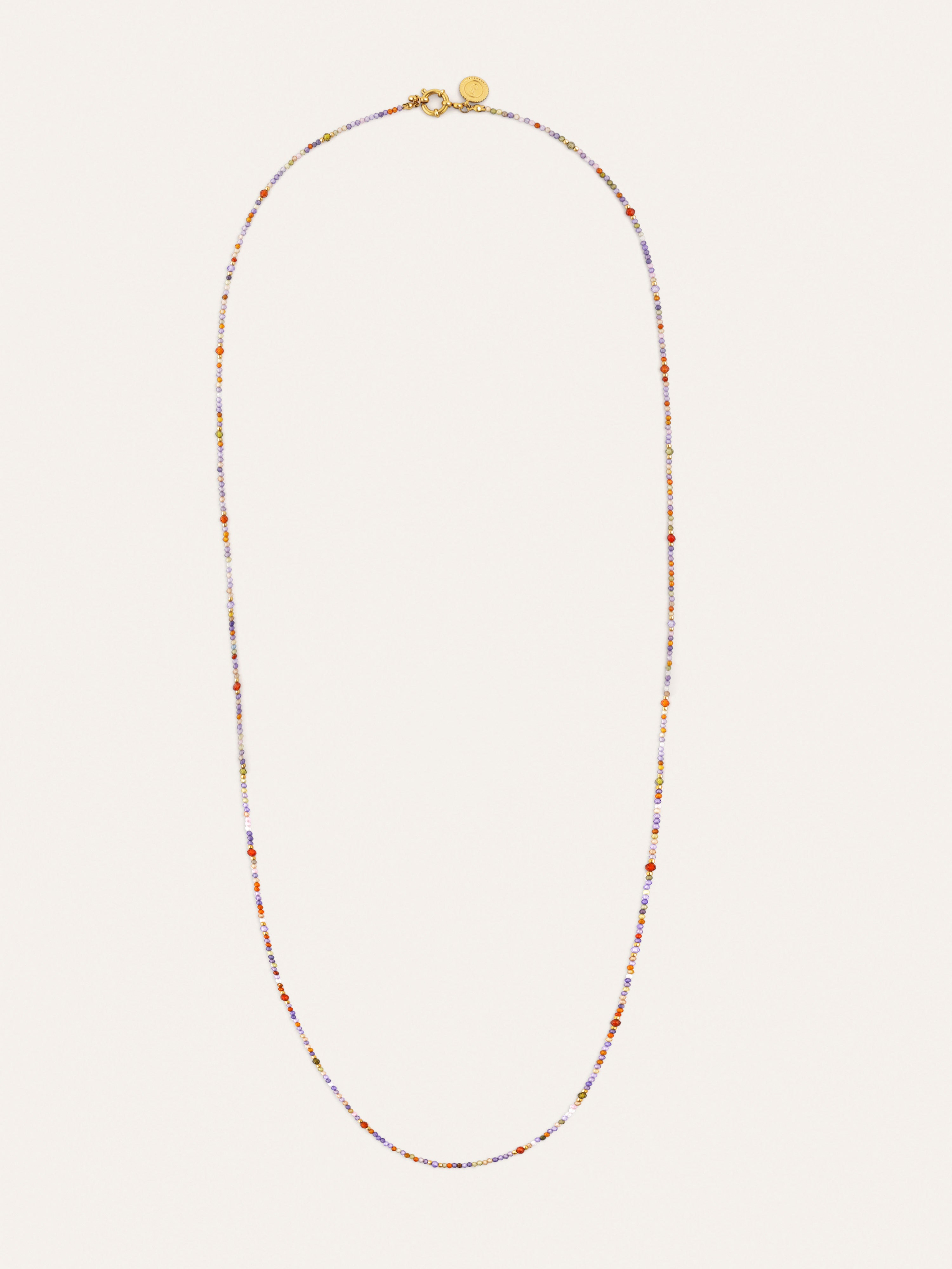 Long Full Crystal Summer Stainless Steel Gold Necklace