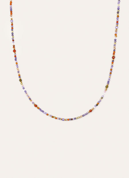 Long Full Crystal Summer Halskette, vergoldeter Edelstahl