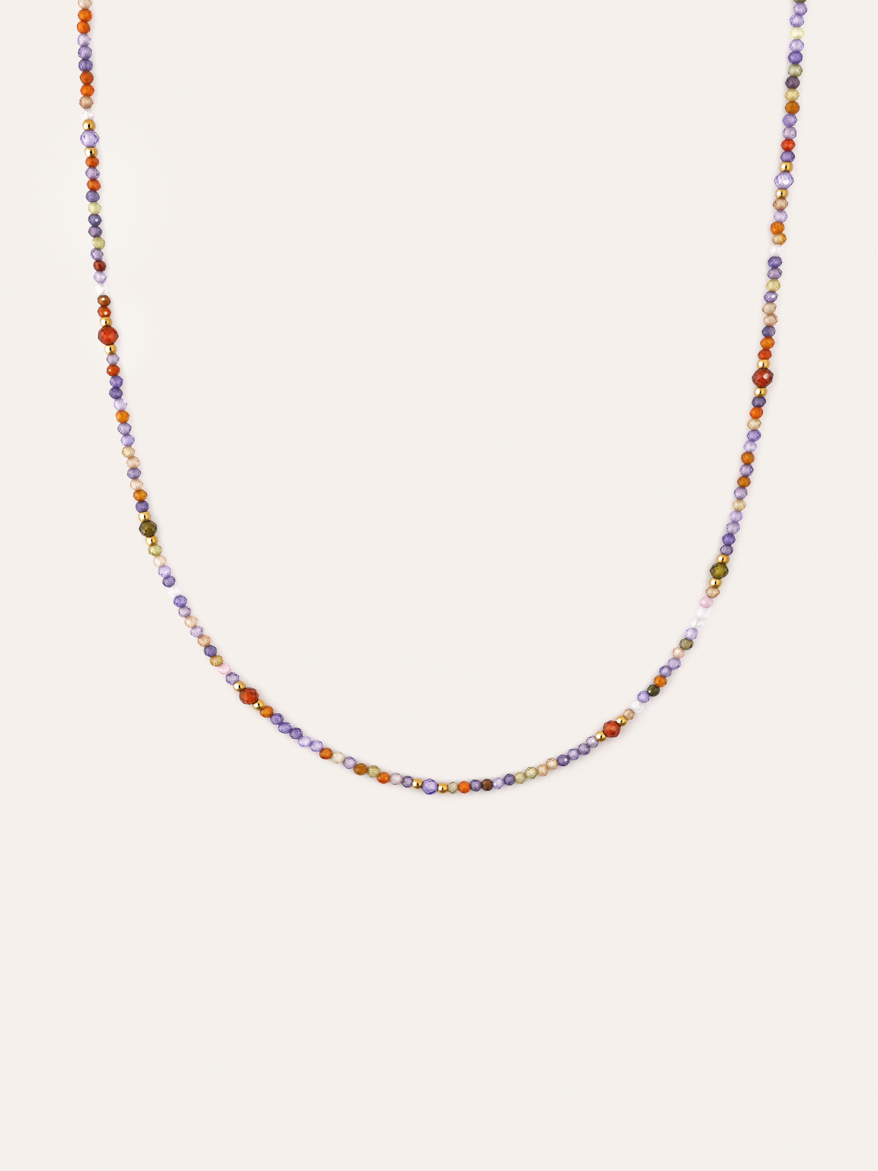 Long Full Crystal Summer Stainless Steel Gold Necklace