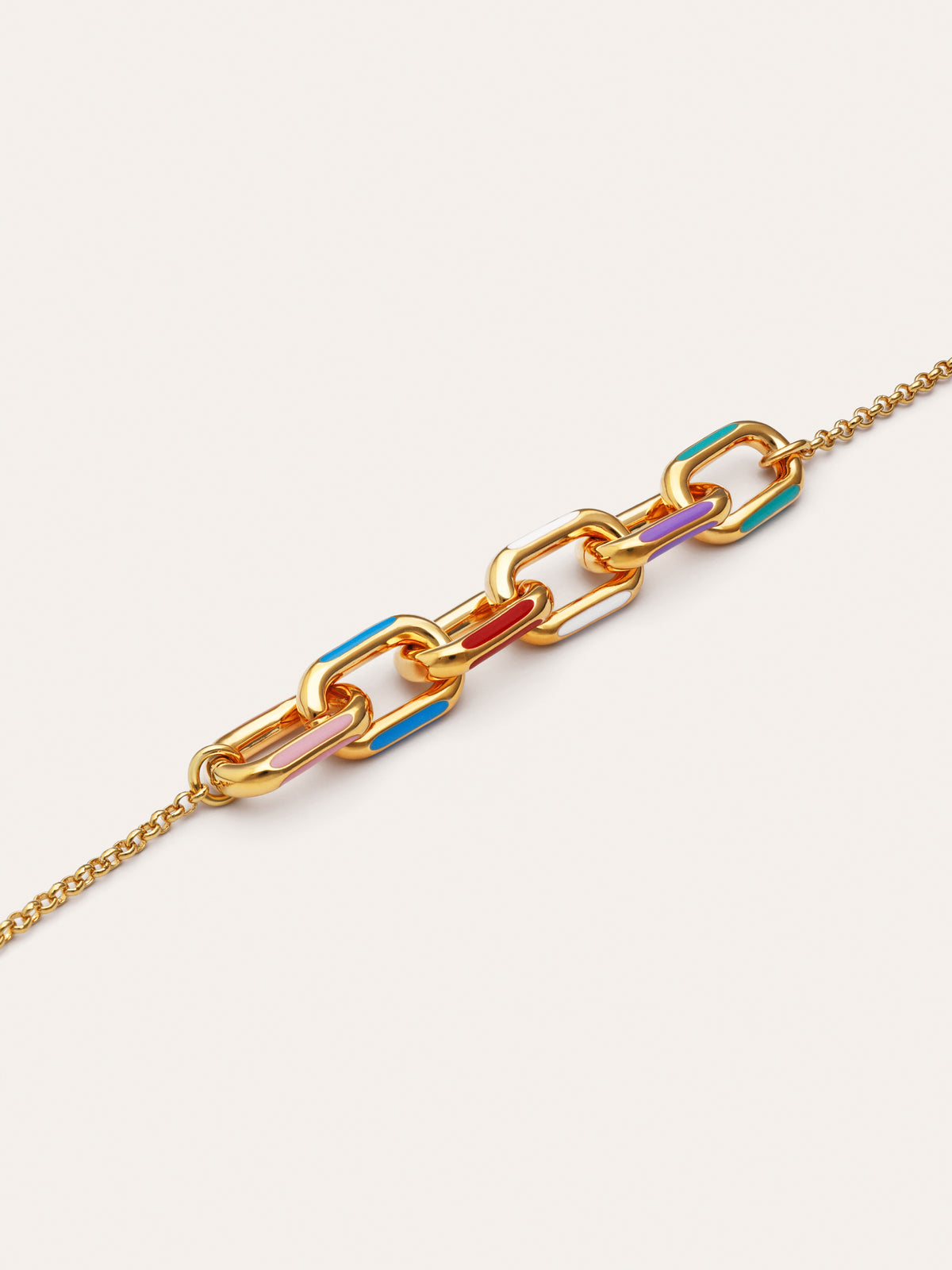 Imagen detalle de Collar Link Rainbow Enamel Baño Oro