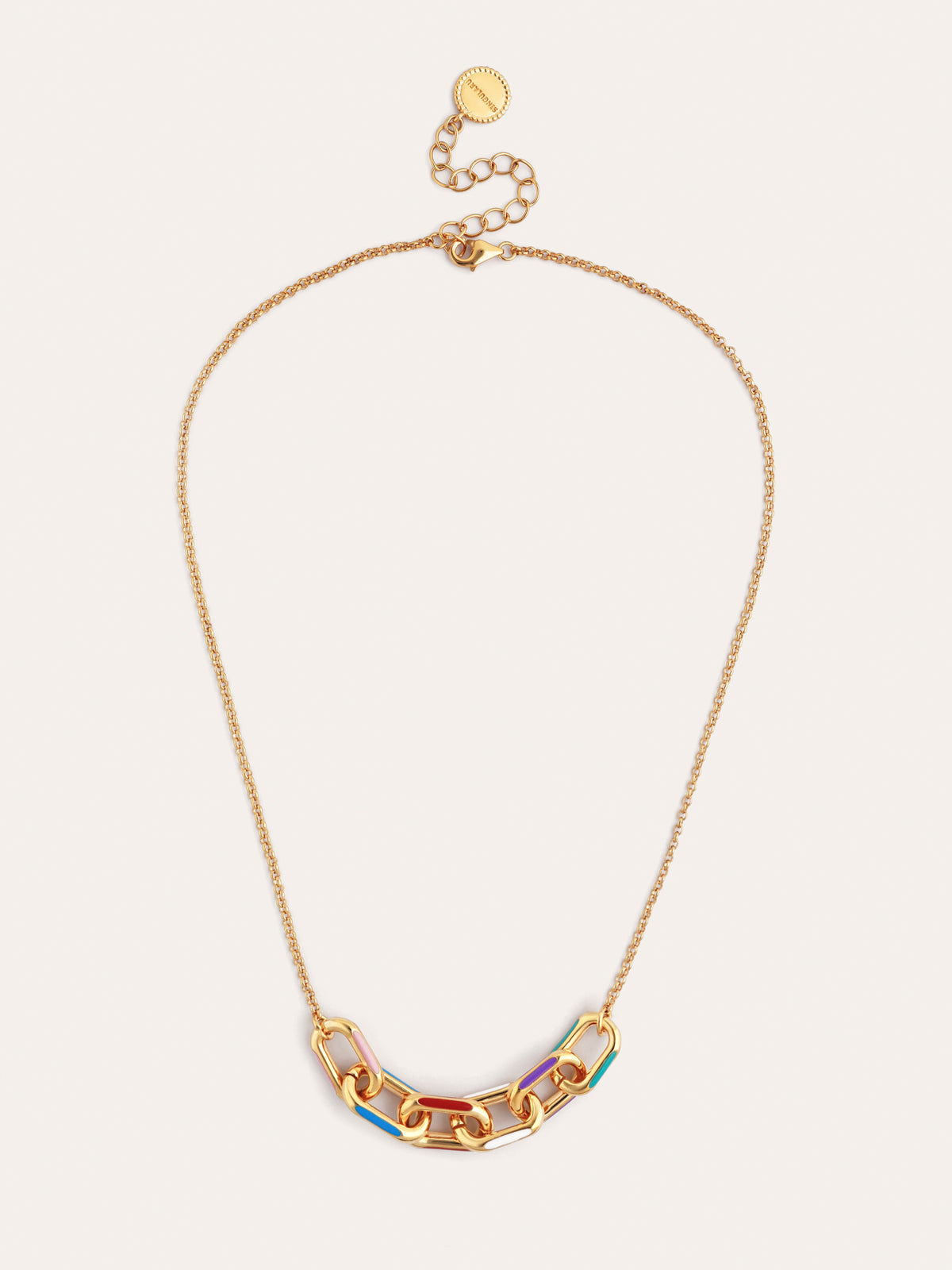 Collar Link Rainbow Enamel Baño Oro - vista 4