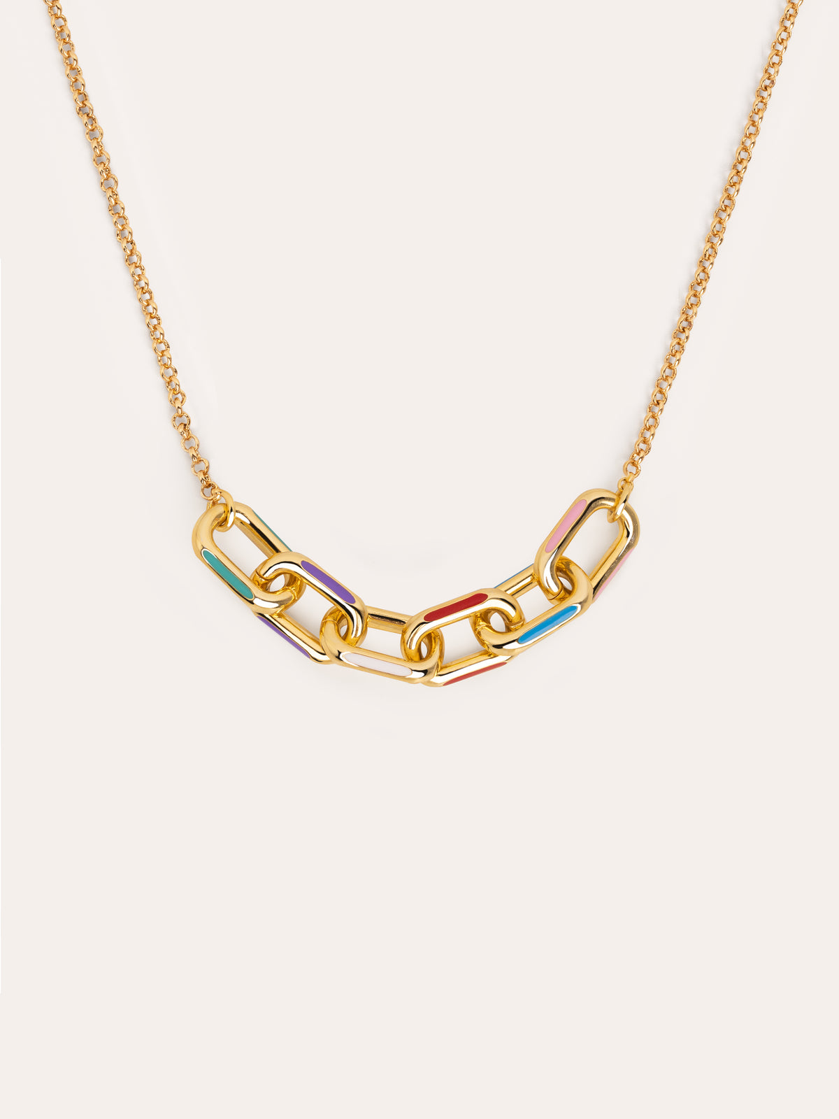 Collar Link Rainbow Enamel Baño Oro