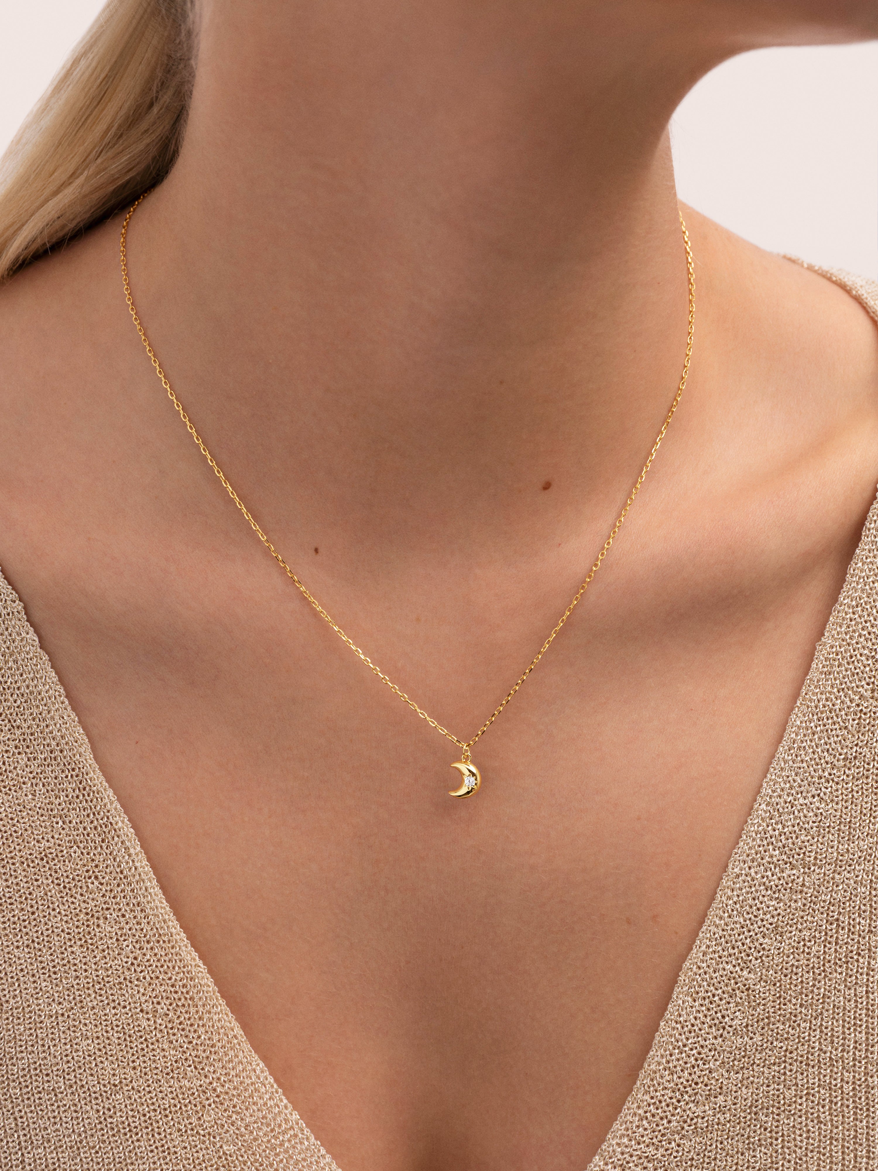 Little Moon Spark Halskette, Silber, vergoldet