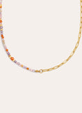 Long Crystal Summer Stainless Steel Gold Necklace 