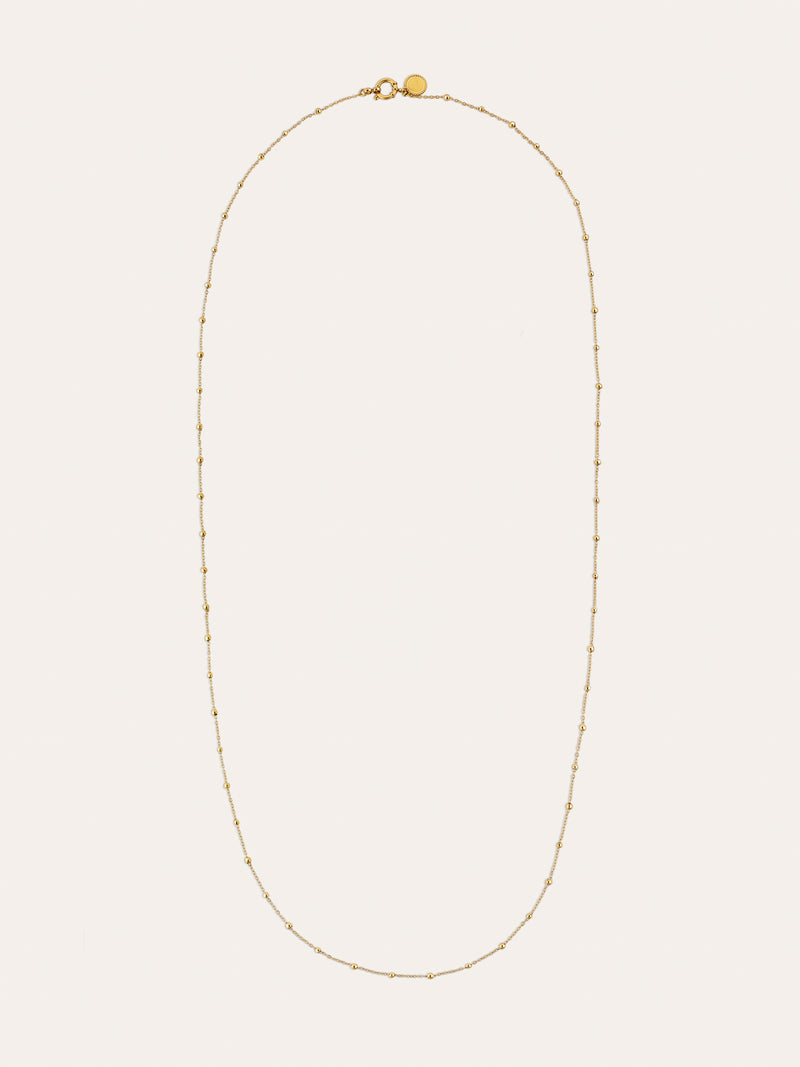 Collar Long Dots Acero Baño Oro