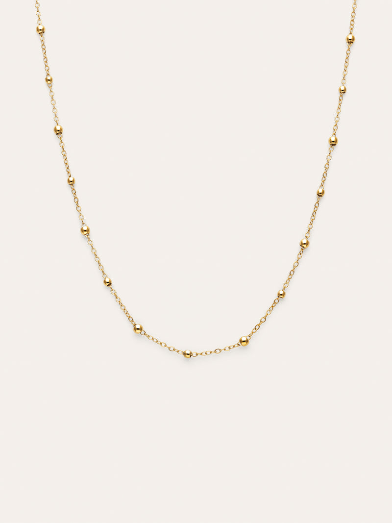 Collar Long Dots Acero Baño Oro