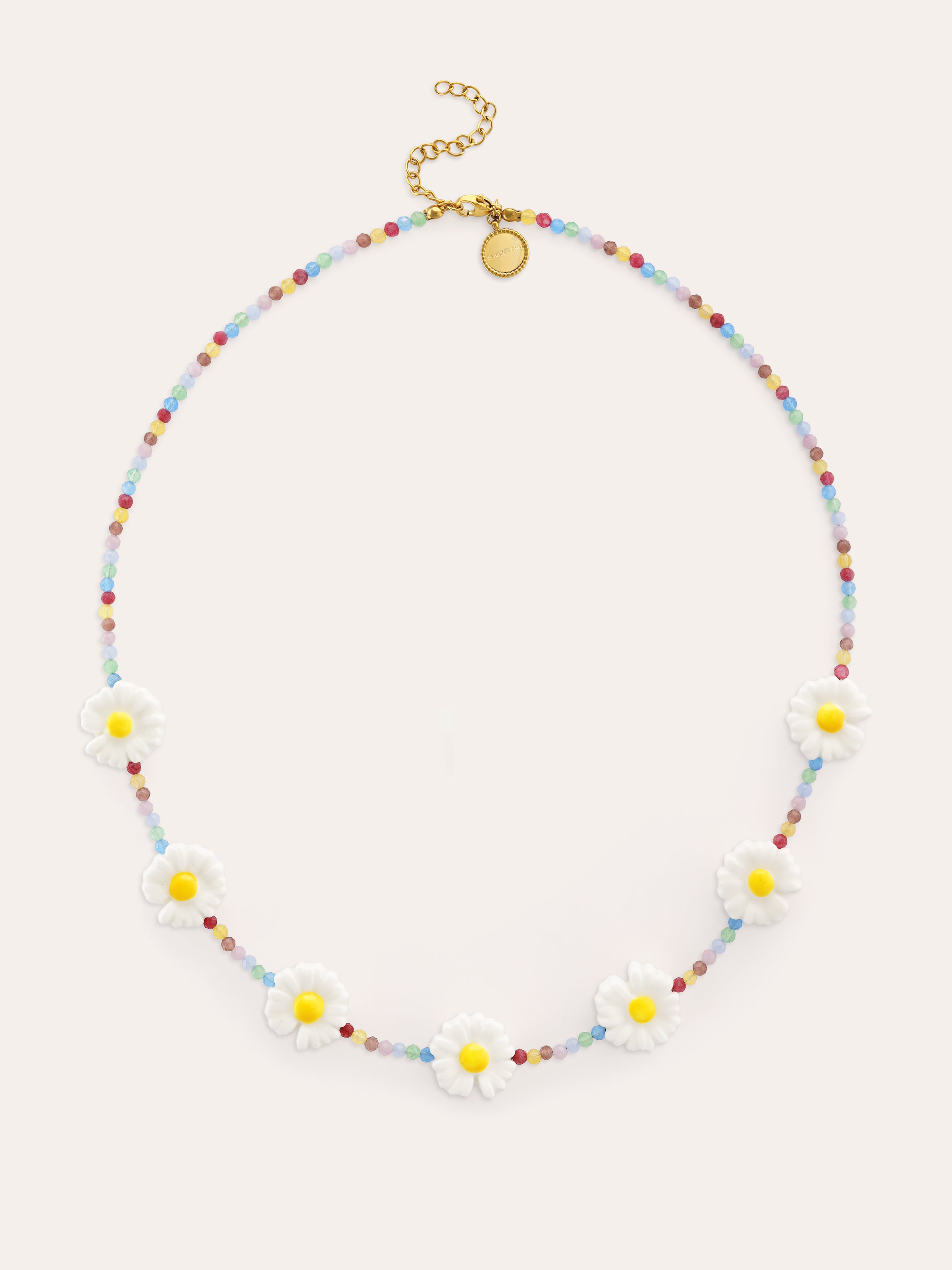 Collar Long Margarita Acero Baño Oro