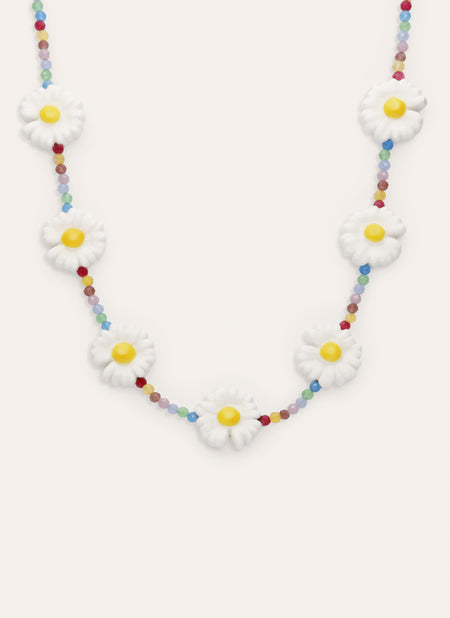 Collar Long Margarita Acero Baño Oro