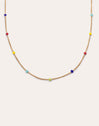 Collar Long Crystals Rainbow Acero Baño Oro