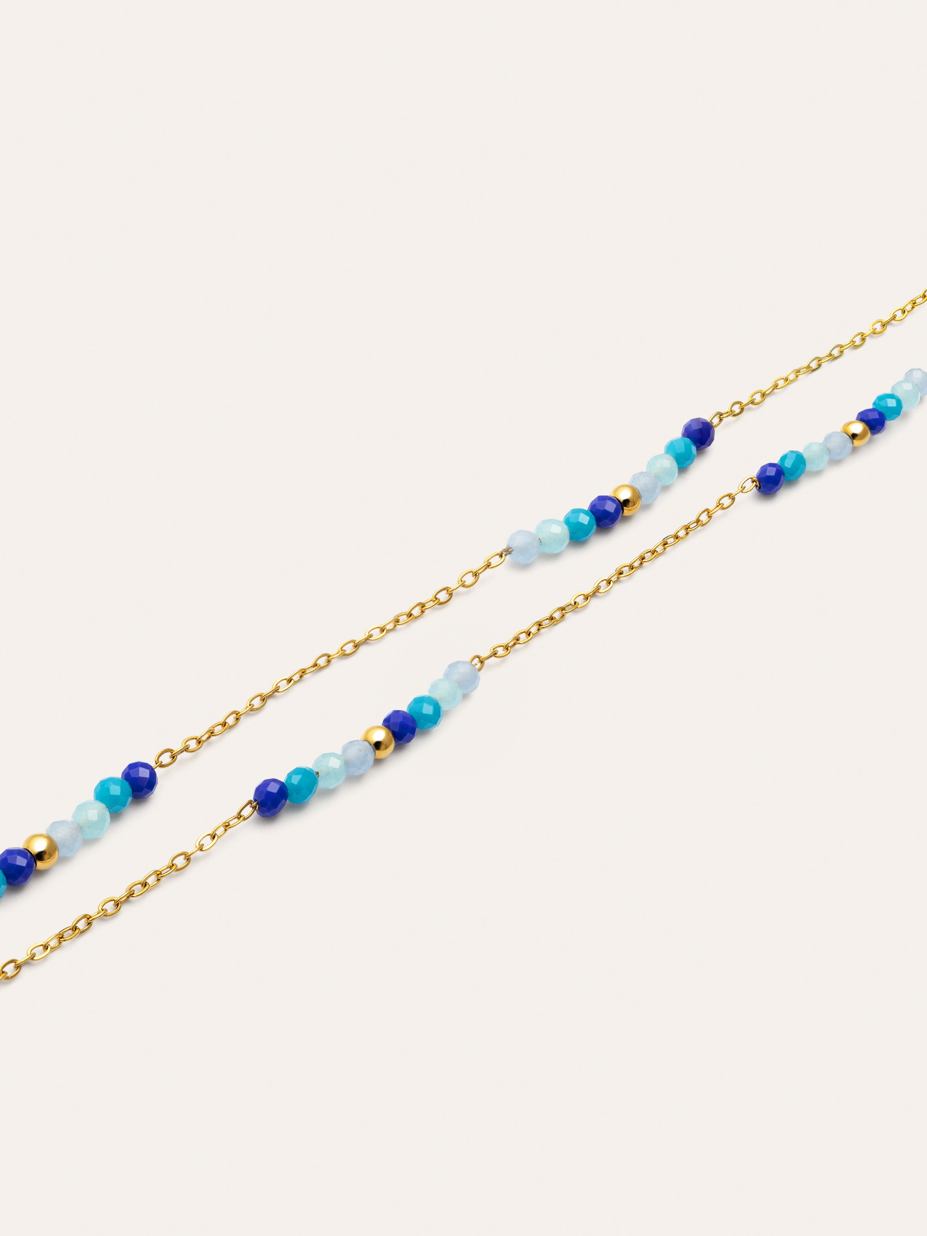 Collar Long Crystal Sea Acero Baño Oro