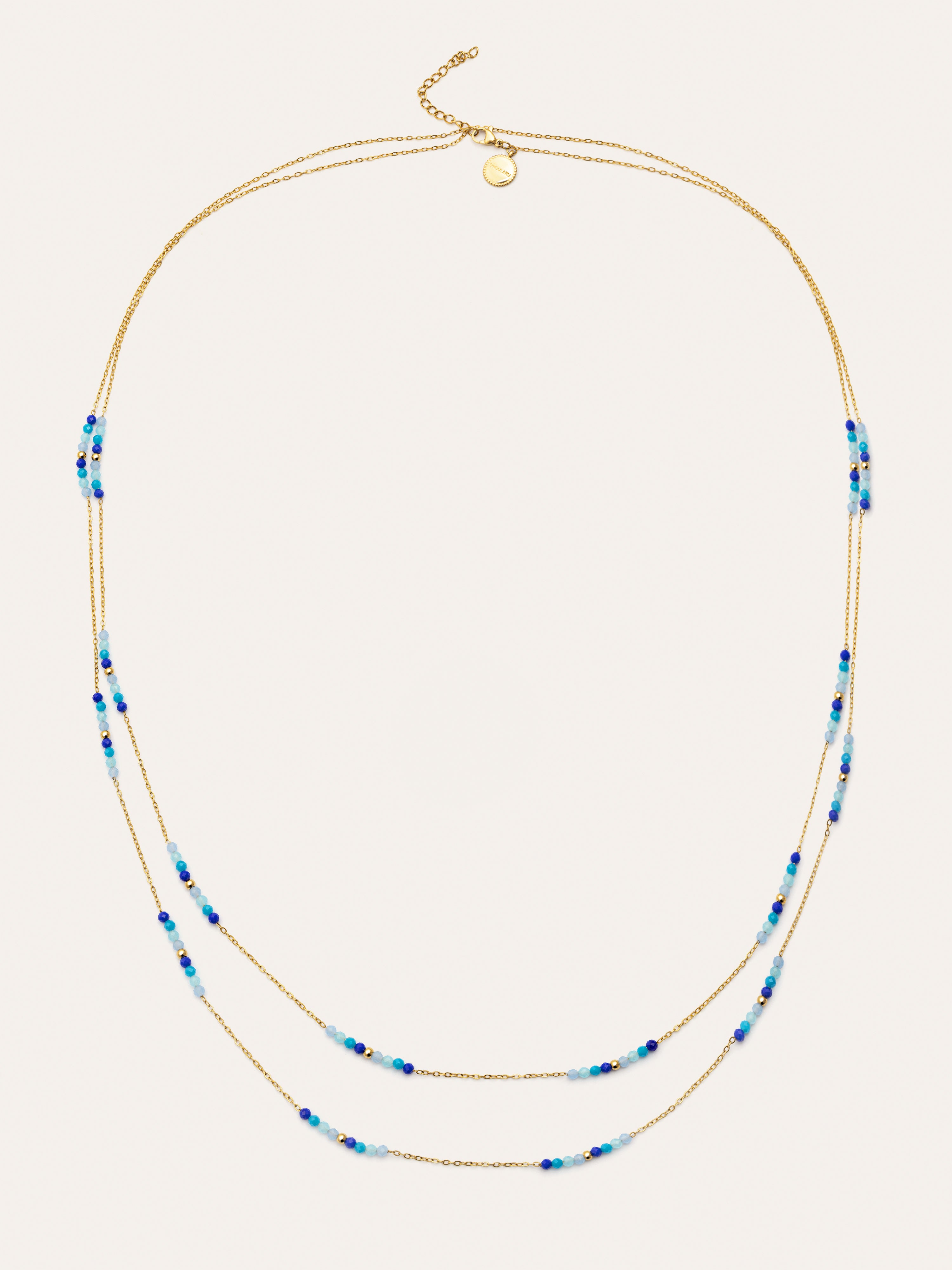 Collar Long Crystal Sea Acero Baño Oro