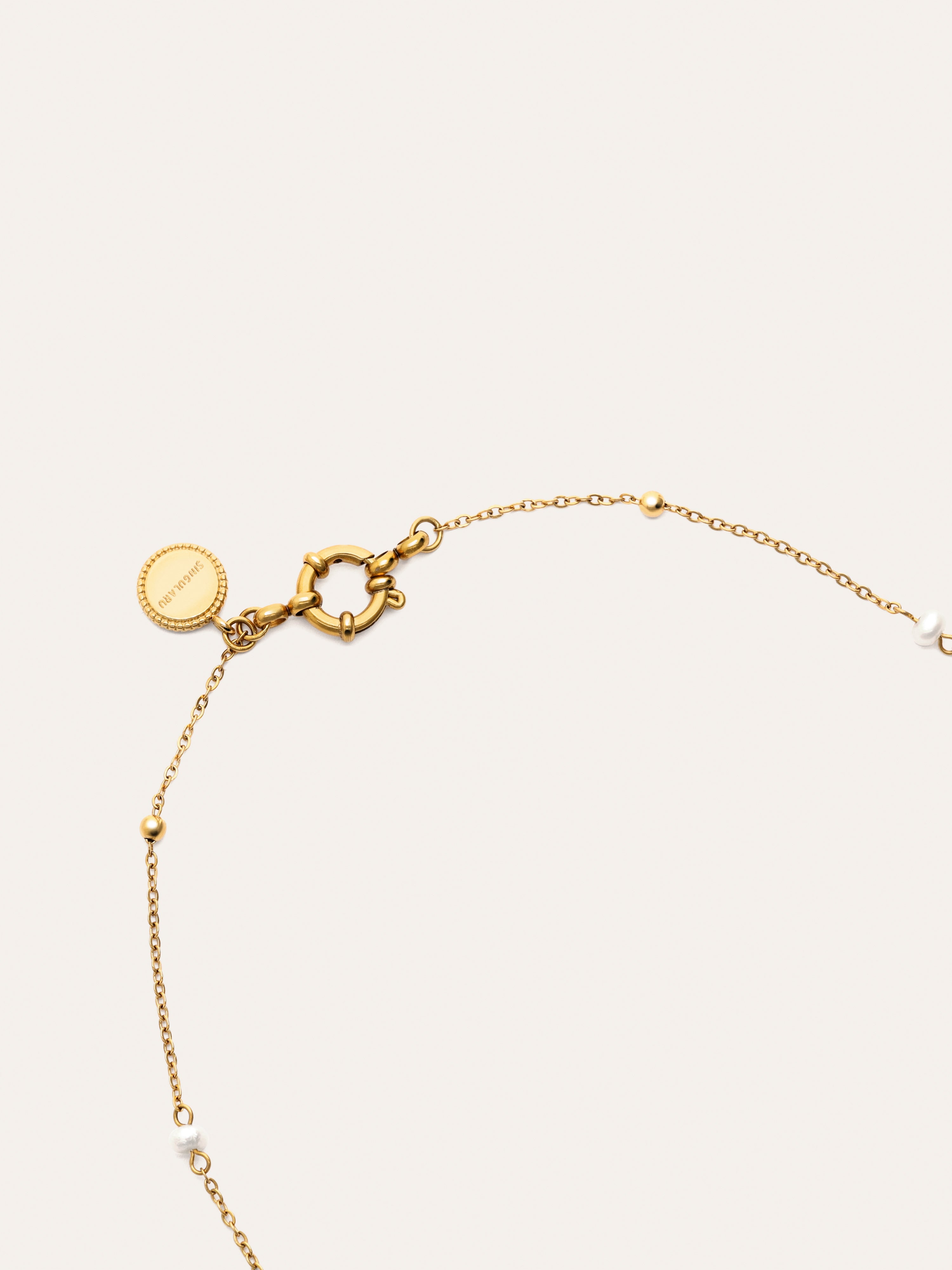 Collar Long Pearl Dots Acero Baño Oro