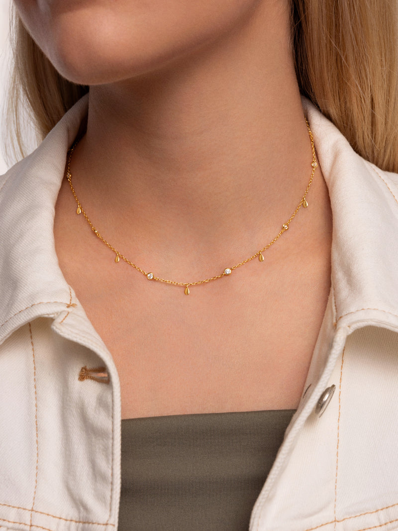 Collar Mini Spark Drop Baño Oro