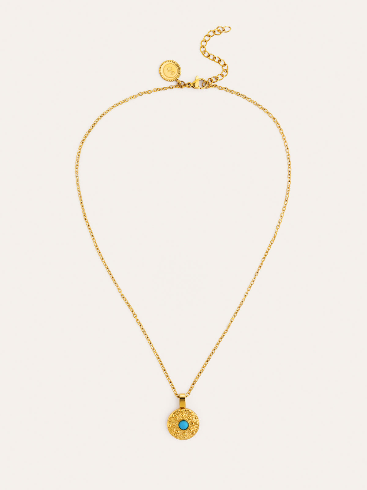 Collar Medallion Aqua Acero Baño Oro - vista 4
