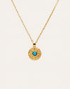 Collar Medallion Aqua Acero Baño Oro
