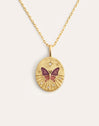 Collar Medallion Butterfly Rose Baño Oro