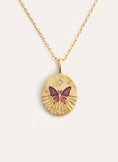 Butterfly Medallion Halskette Roségold, Vergoldet
